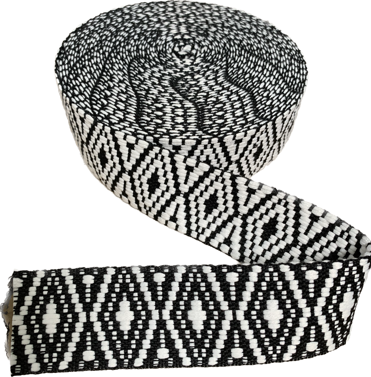 Black/Ivory Diamonds - 2" Wide Textured Strap - 5 Yards