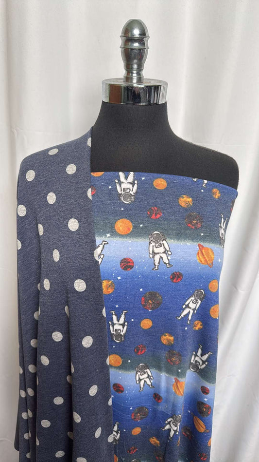 ASTRONAUT/DOT BUNDLE : 1.5YD Astronaut FT & 1.5YD Denim Dot FT : A26077