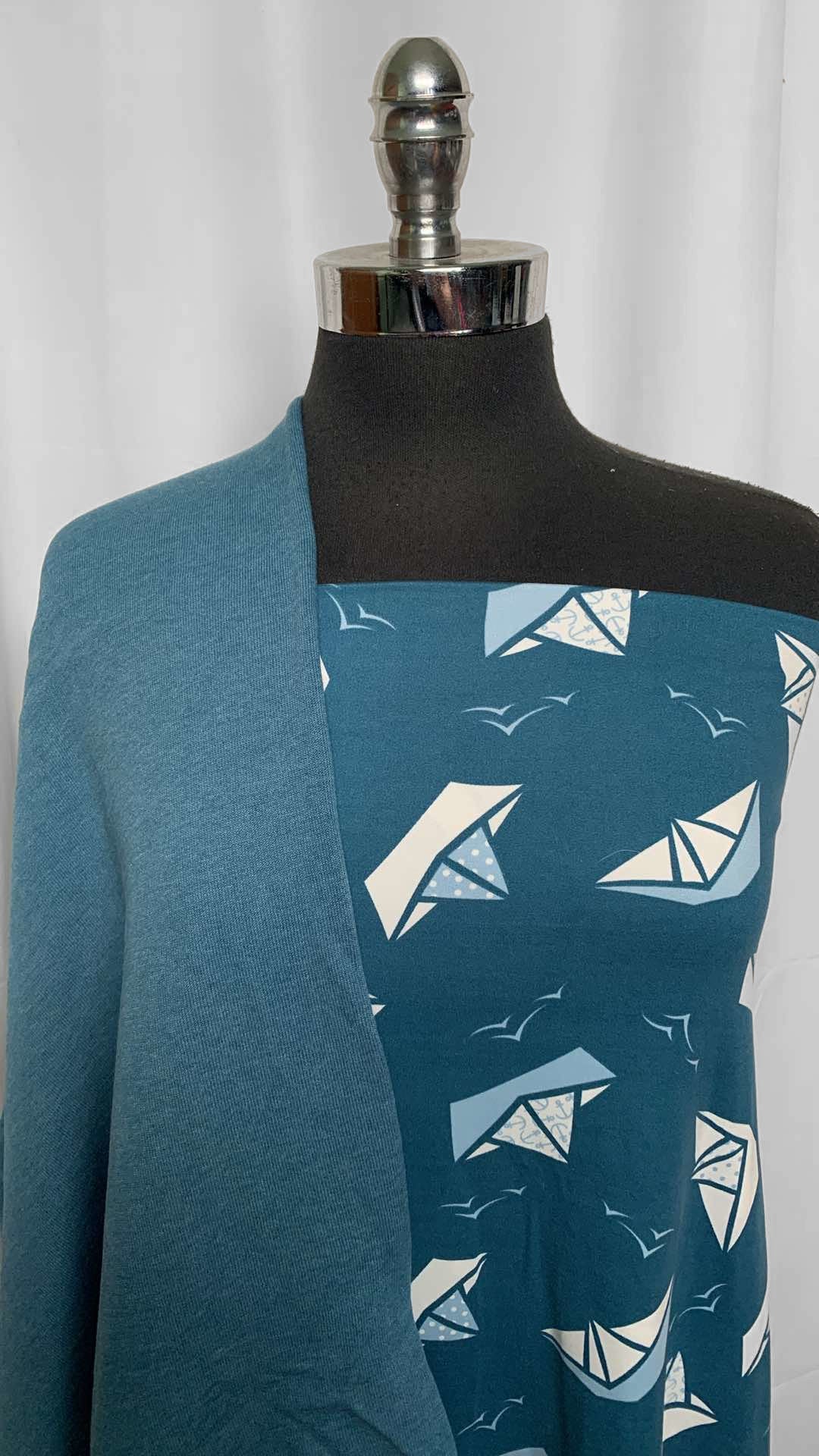 TEAL/SAILBOATS BUNDLE : 2YD Sailboats DBP & 1+YD Teal Sweatshirt Fleece (72" Wide) : A25880