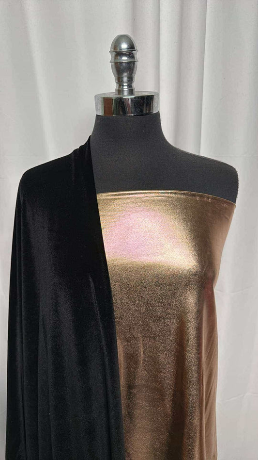 ROSE GOLD/BLACK VELVET BUNDLE : 2YD Rose Gold Foil ITY & 2YD Black Stretch Velvet : A26532