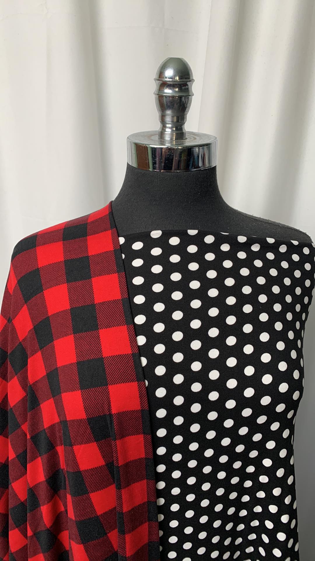 PLAID/DOTS BUNDLE : 2YD Black/White Polka Dot DBP & 2YD Black/Red Buffalo Plaid DBP : A1824