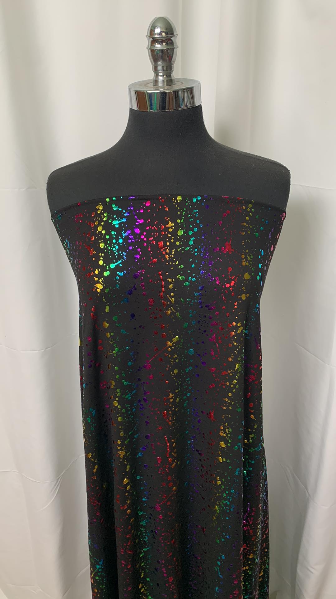 Rainbow Foil Splatter - Double Brushed Poly Spandex - 2 Yard Cut