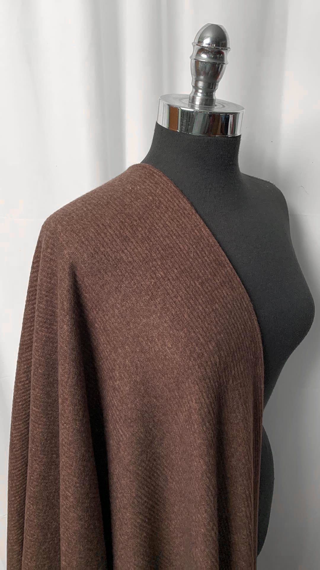 Dark Brown - Brushed Rib Hacci Sweater Knit - 2 Yard Cut