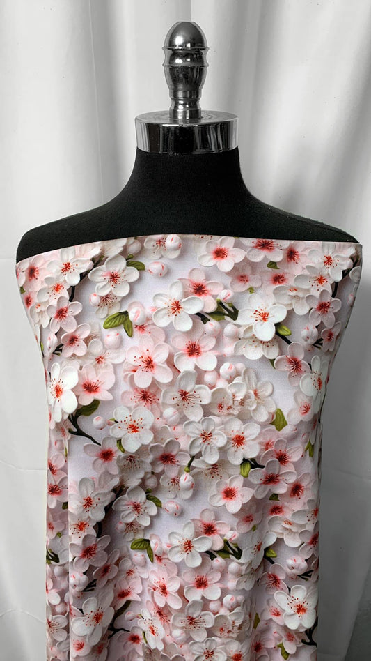 3D Cherry Blossom - Peached Performance - 4 Yard Cut