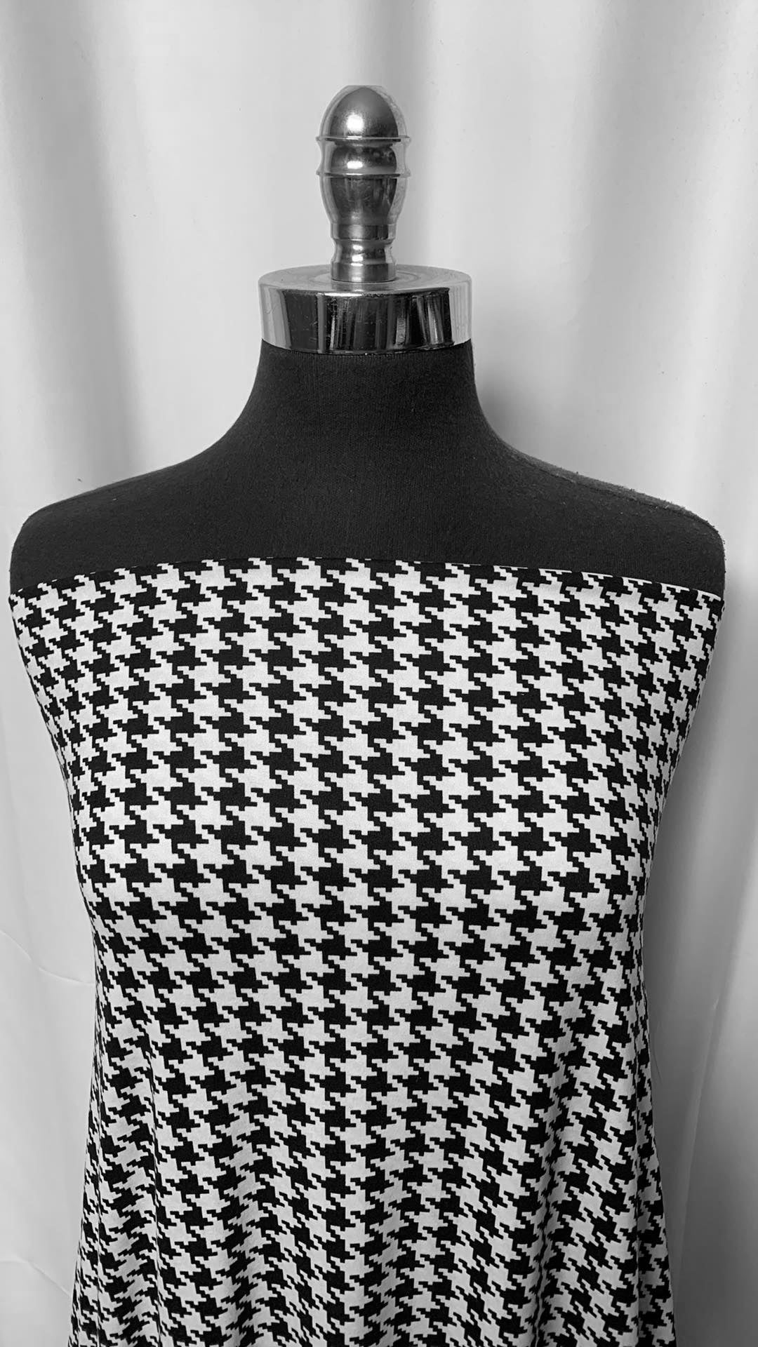 Black/White Houndstooth - Double Brushed Poly Spandex - 2 Yard Cut
