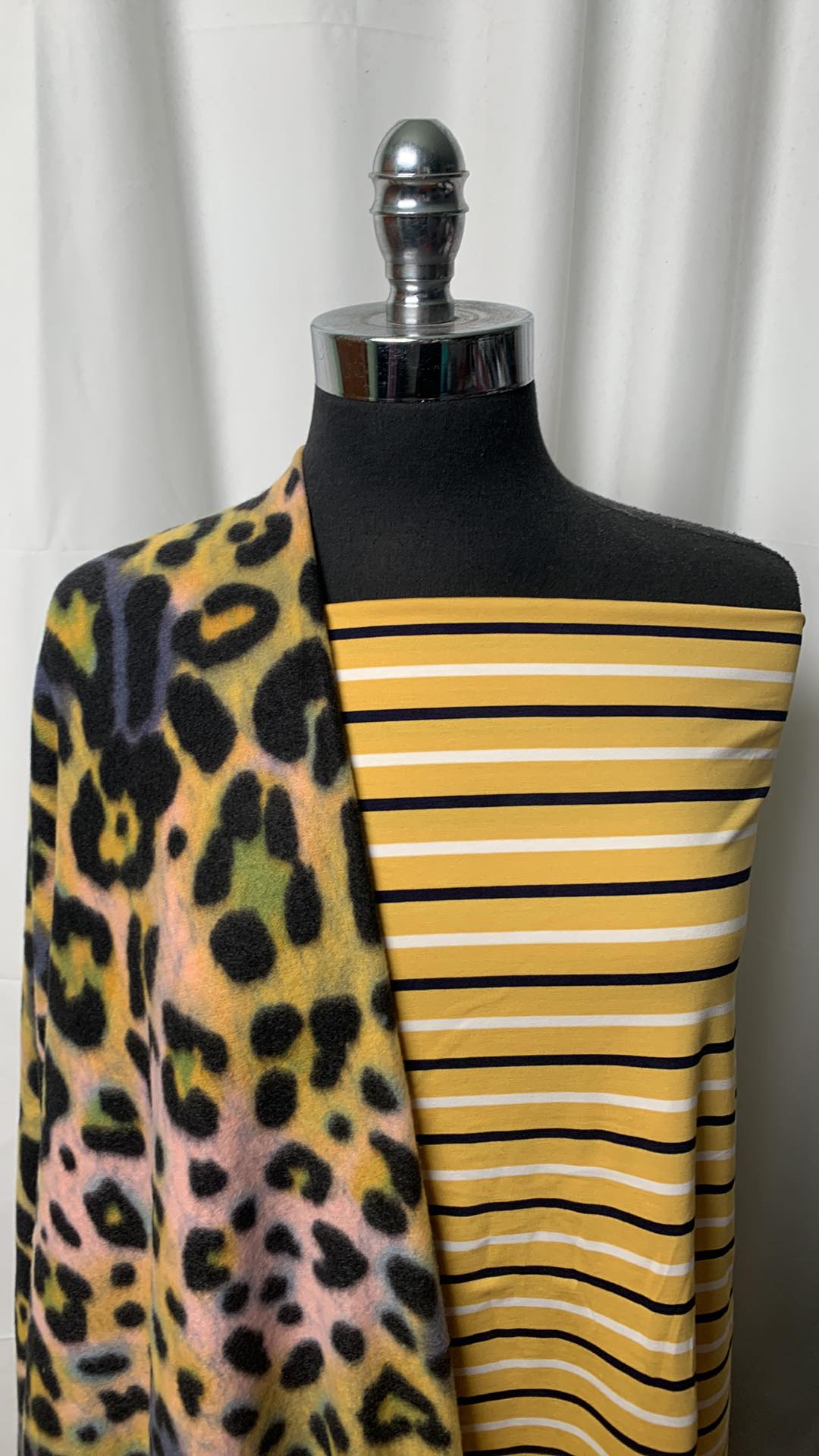 YELLOW STRIPE/LEOPARD BUNDLE : 2YD Yellow Stripe C/S & 2YD Leopard Brushed Hacci SK : A1888