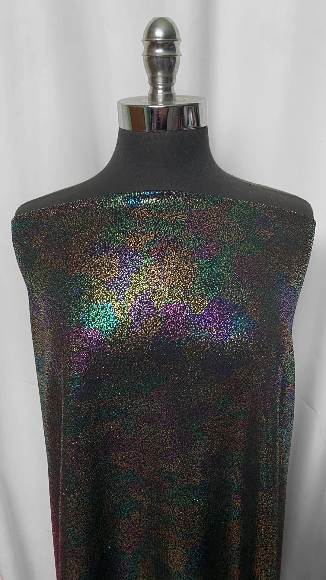 Black with Rainbow Foil- BULLET Knit - 4 Yard Cut