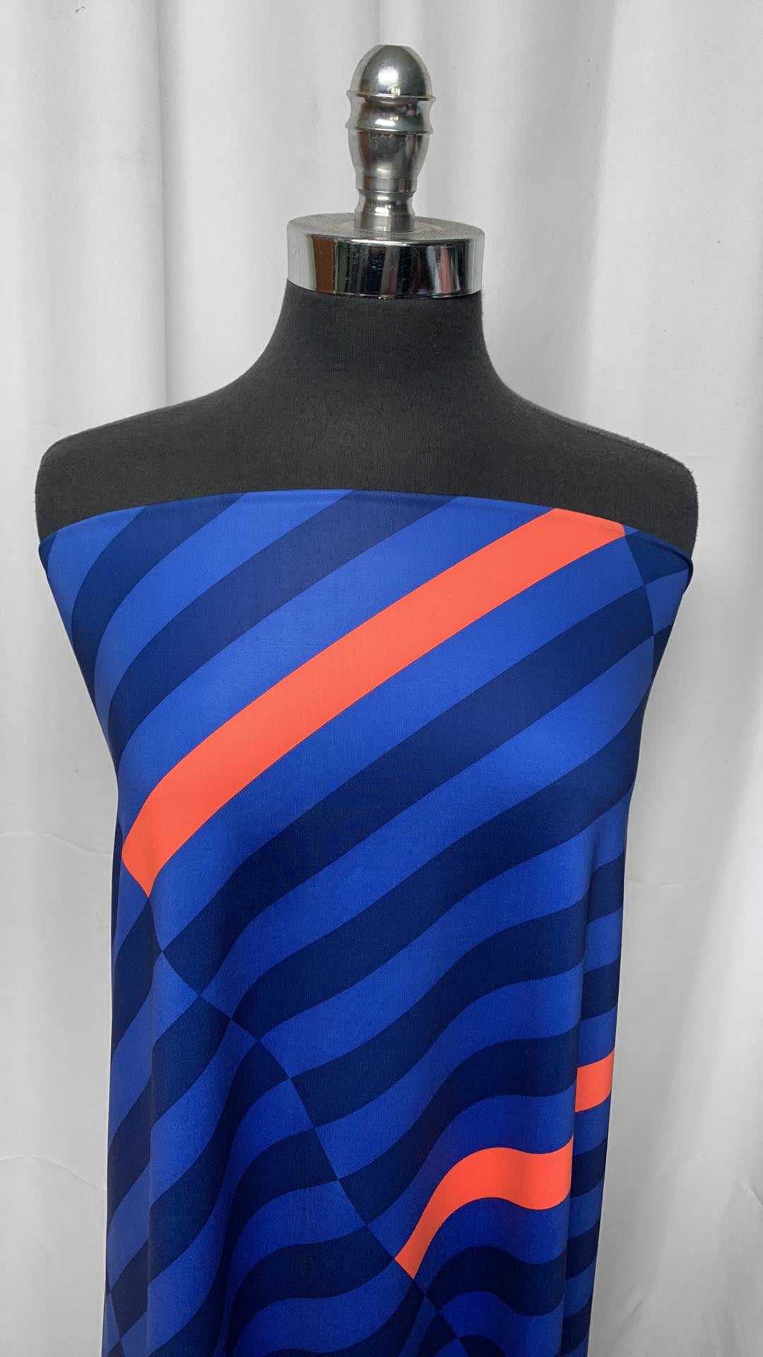 Blue/Orange Diagonal Stripe - Yoga Performance (Famous Maker) - 2 Yard Cut