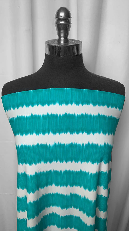 Teal Tie Dye Stripes - Nylon/Spandex - 2 Yard Cut