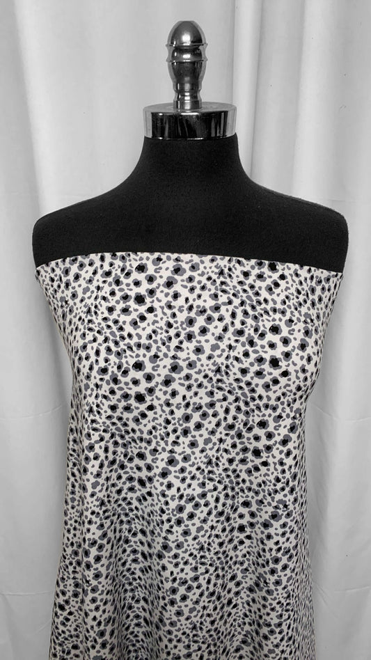 White/Grey/Black Leopard - Cotton Spandex - 2 Yard Cut