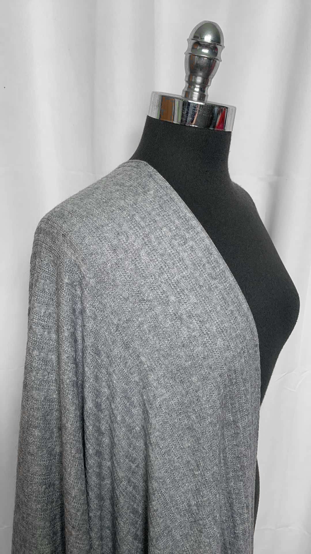 Grey Cable - Nylon-Blend Sweater Knit - 2 Yard Cut