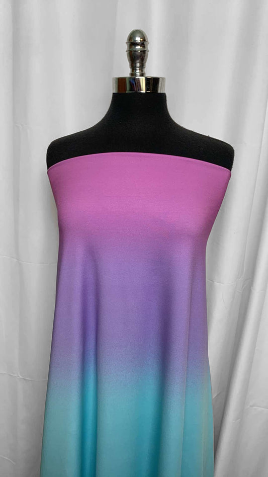 Pink/Purple/Aqua Ombre - Poly/Spandex Performance - 3 Yard Cut