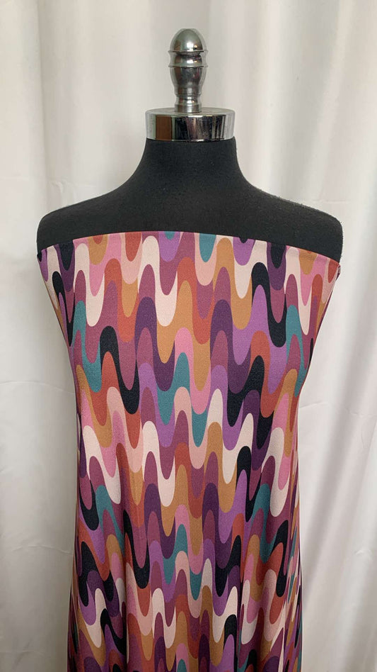 Wavy Lines - Poly Crepe Jersey - 2 Yard Cut