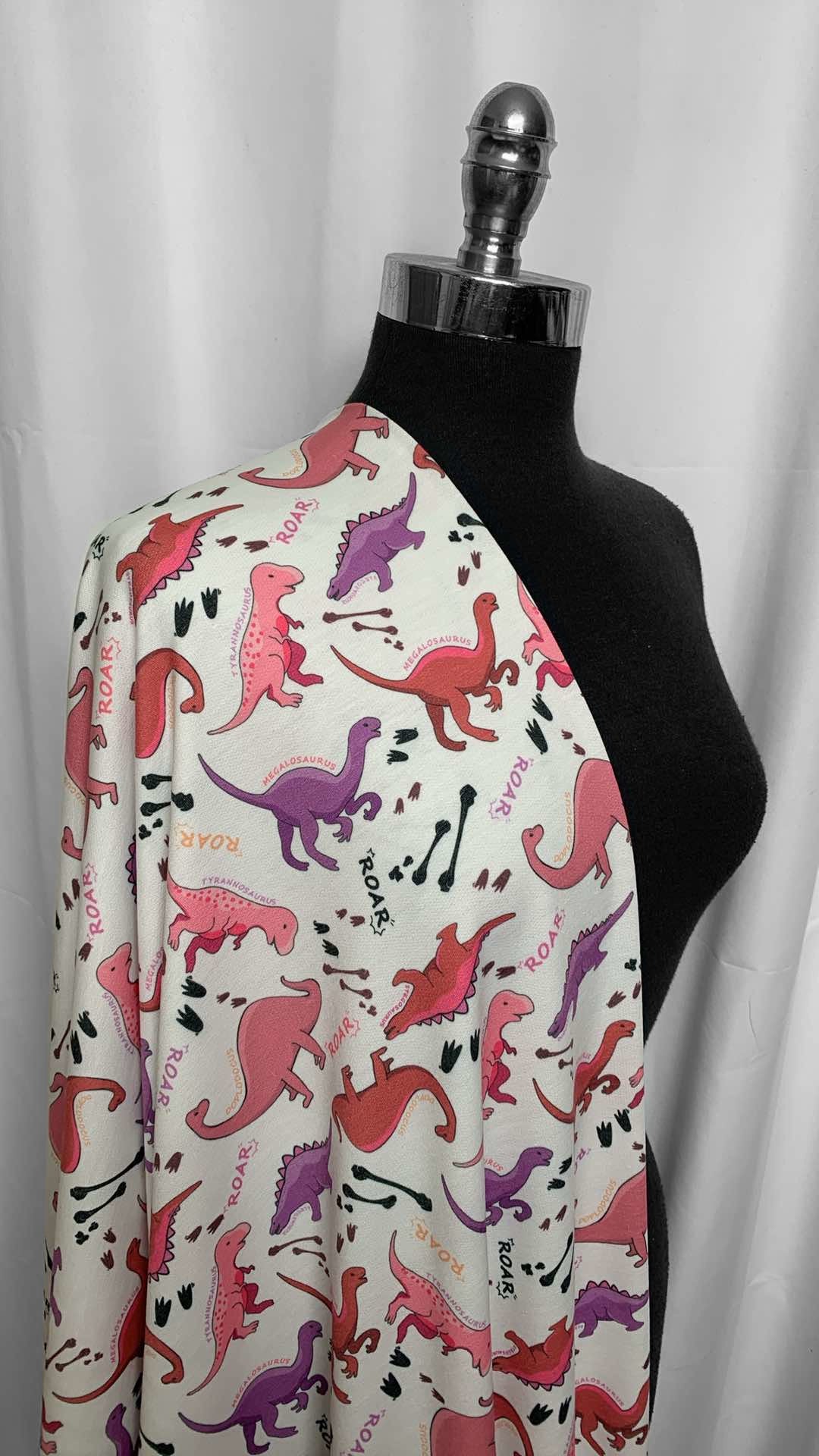 Dinosaur Roar - Poly/Rayon/Spandex French Terry - 3 Yard Cut