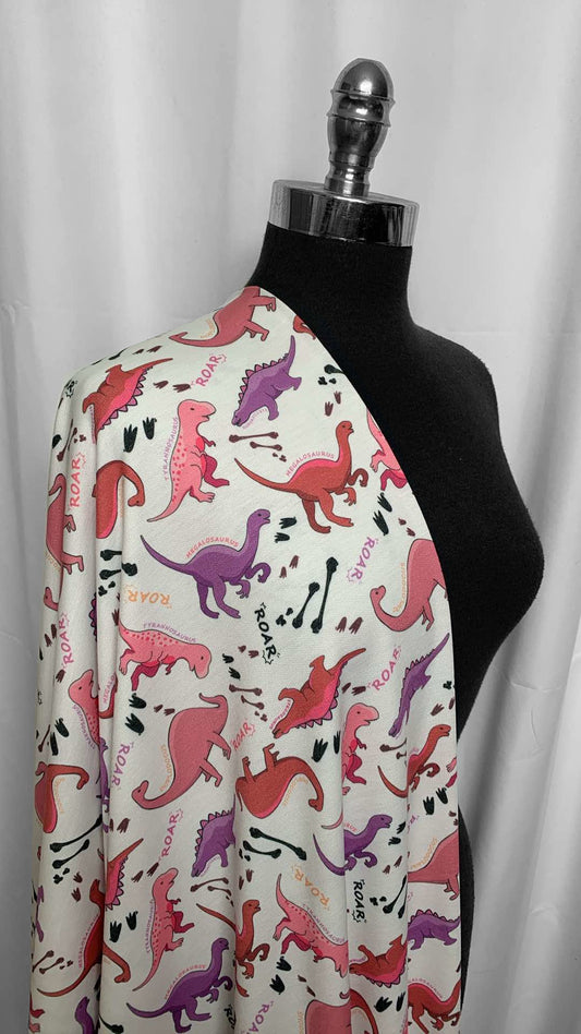 Dinosaur Roar - Poly/Rayon/Spandex French Terry - 2 Yard Cut