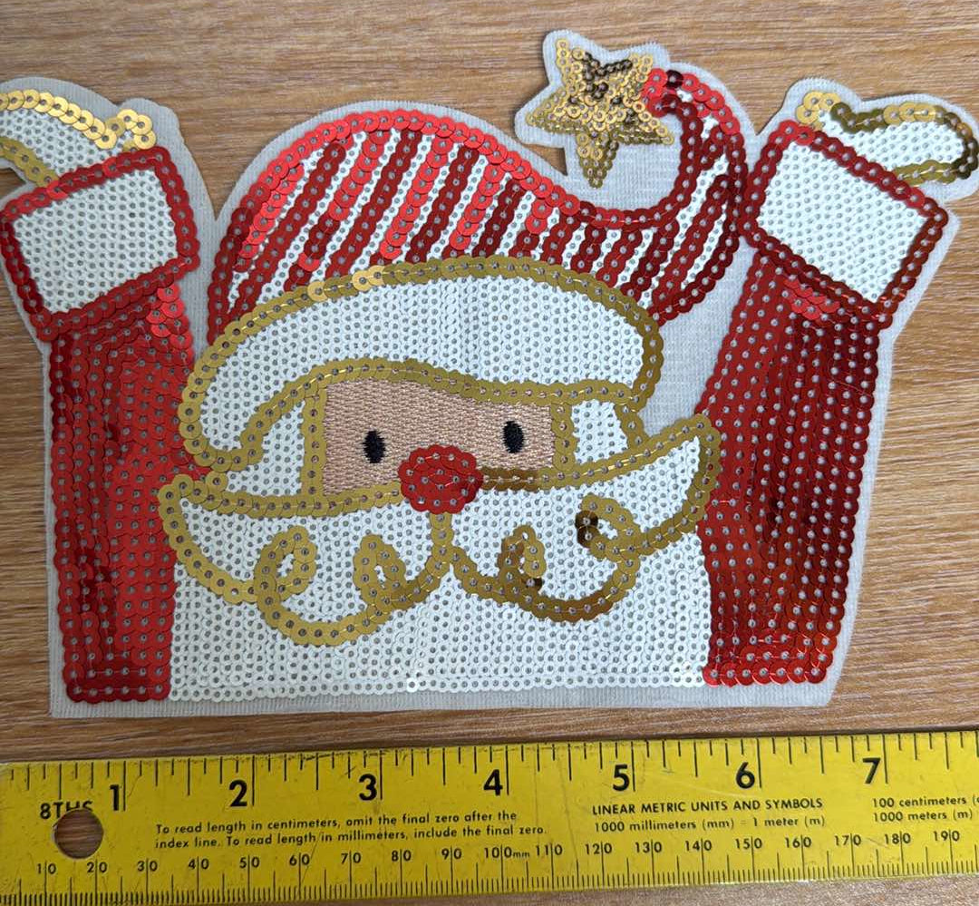 Santa - SEW-ON Sequin Patch - Sold Individually