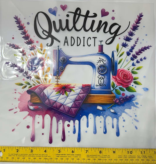 Quilting Addict - Iron On Decal - Sold Individually