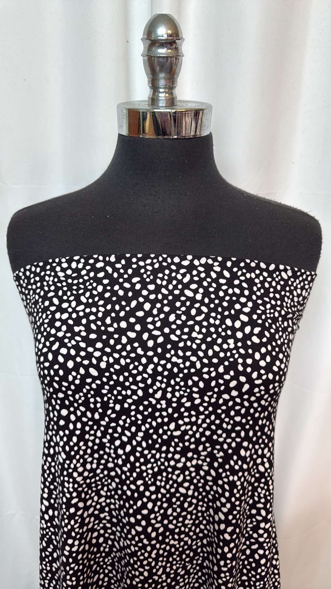 Black/Ivory Mini Dots - Double Brushed Poly Spandex- 2 Yard Cut