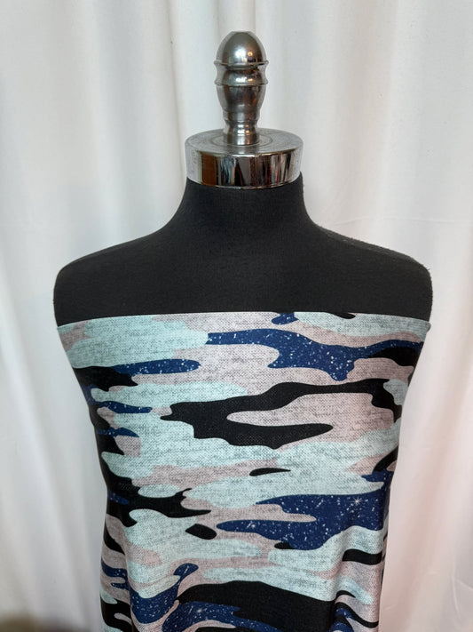 Blue/Black/Grey Camo - Yoga Performance - 1 Yard Cut