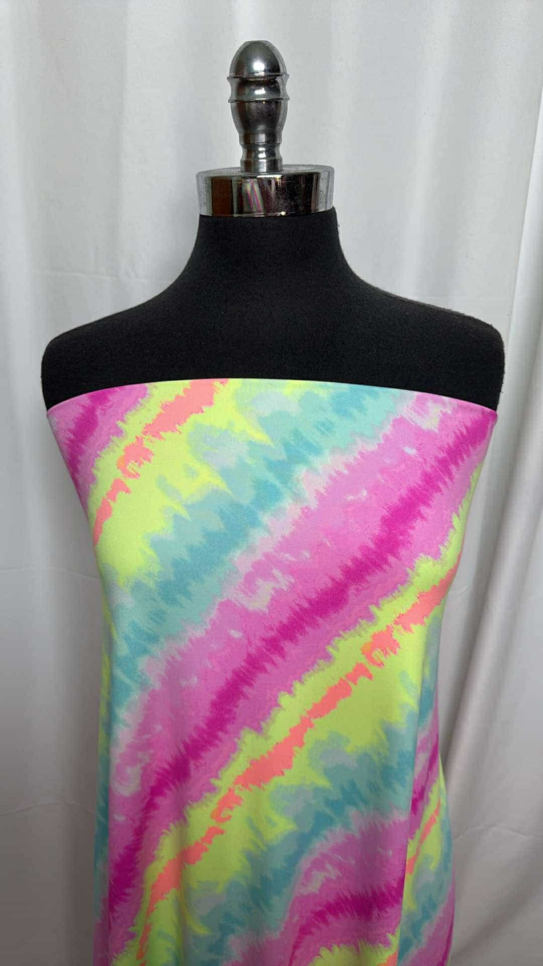 Tie Dye Diagonal Stripe - Double Brushed Poly Spandex - 3 Yard Cut