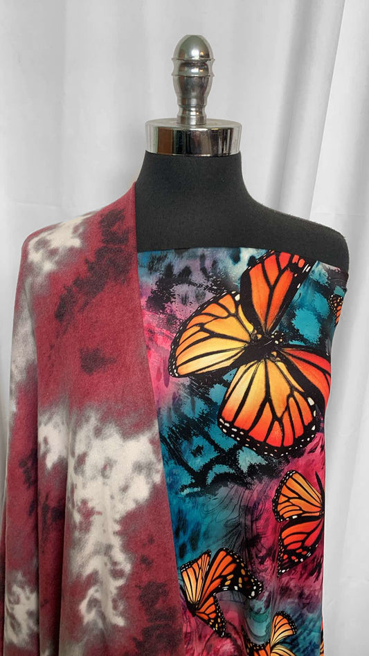 TIE DYE/BUTTERFLY BUNDLE : 1YD Butterfly DBP & 2YD Tie Dye Brushed Hacci SK : A25961