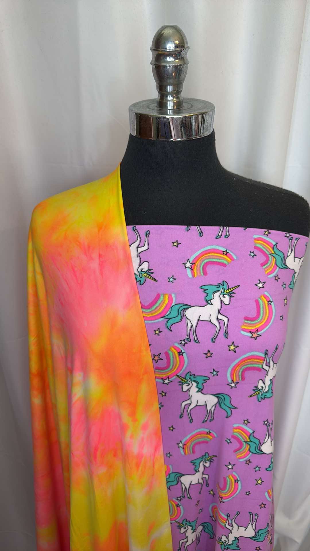 UNICORN/TIE DYE BUNDLE : 2YD Orange/Pink Tie Dye DBP & 2YD Lilac Unicorn DBP : A26718