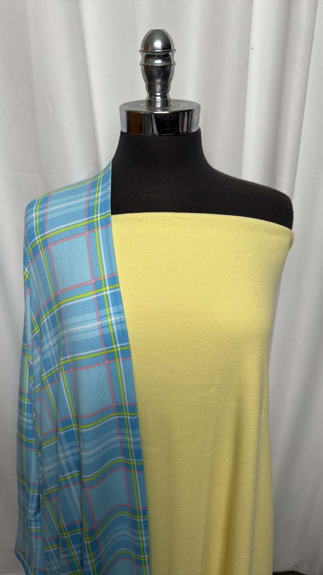 YELLOW/BLUE PLAID BUNDLE : 2YD Yellow C/S Rib (Brushed Face) & 2YD Blue Plaid Oakley SK : A26252