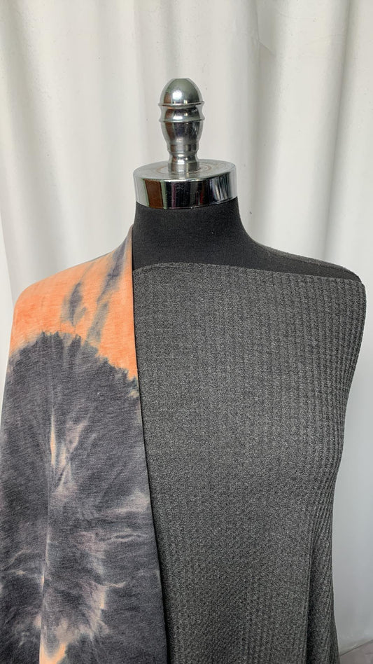 TIE DYE/WAFFLE BUNDLE : 2YD Tie Dye Brushed FT & 2YD Charcoal Waffle : A1701