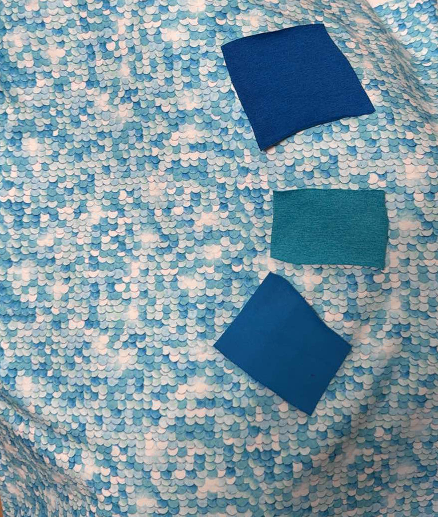 Blue Scales - Poly/Spandex Single Brushed Performance - 2 Yard Cut