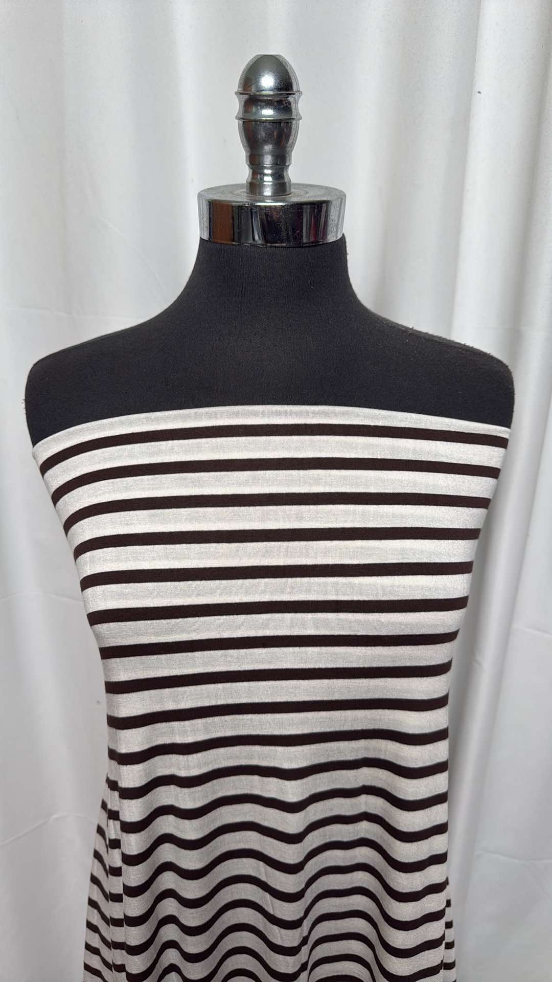 Brown/Ivory Stripe - Rayon/Spandex - 2 Yard Cut