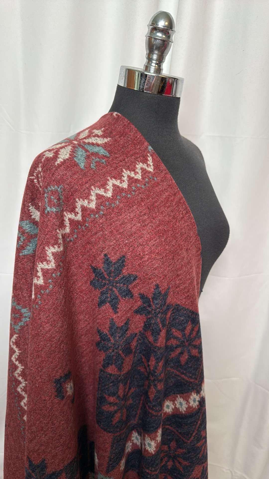 Burgundy Snowflake -  Brushed Hacci Sweater Knit - 4 yard Cut