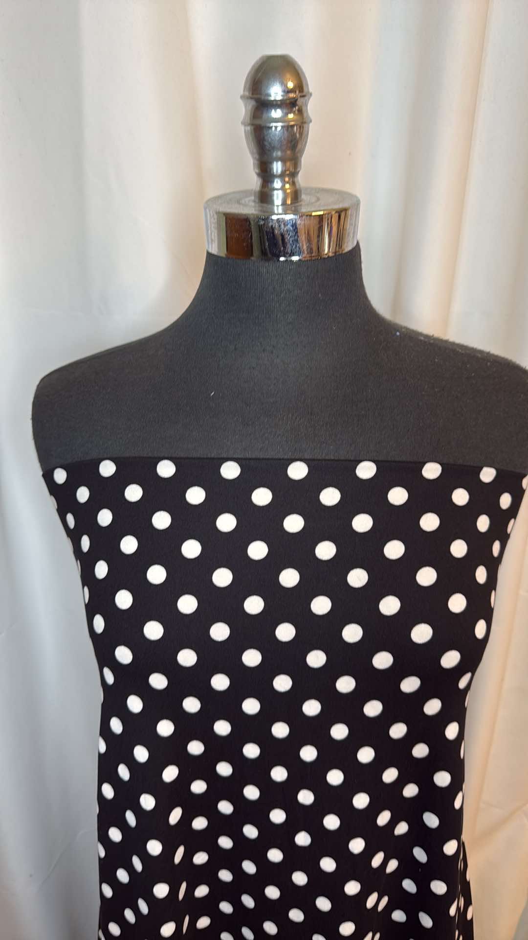 Black/Ivory Polka Dot - Double Brushed Poly Spandex - 2 Yard Cut