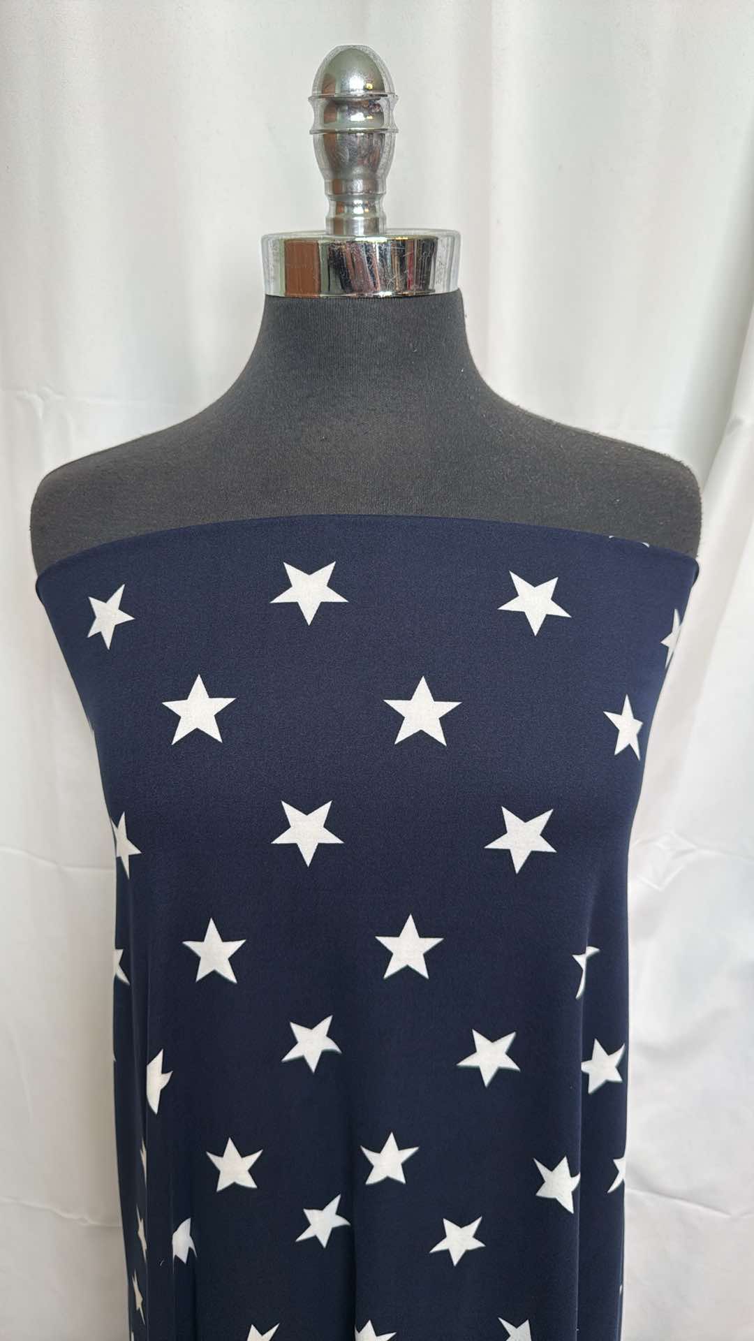 Navy Star - Double Brushed Poly Spandex - 2 Yard Cut