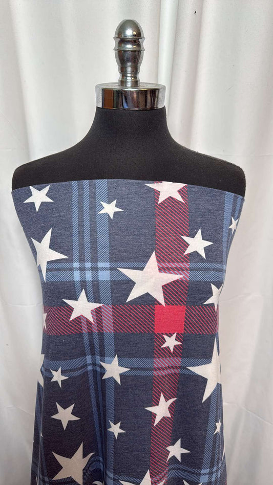 Plaid/Stars - Poly/Rayon/Spandex Jersey - 2 Yard Cut