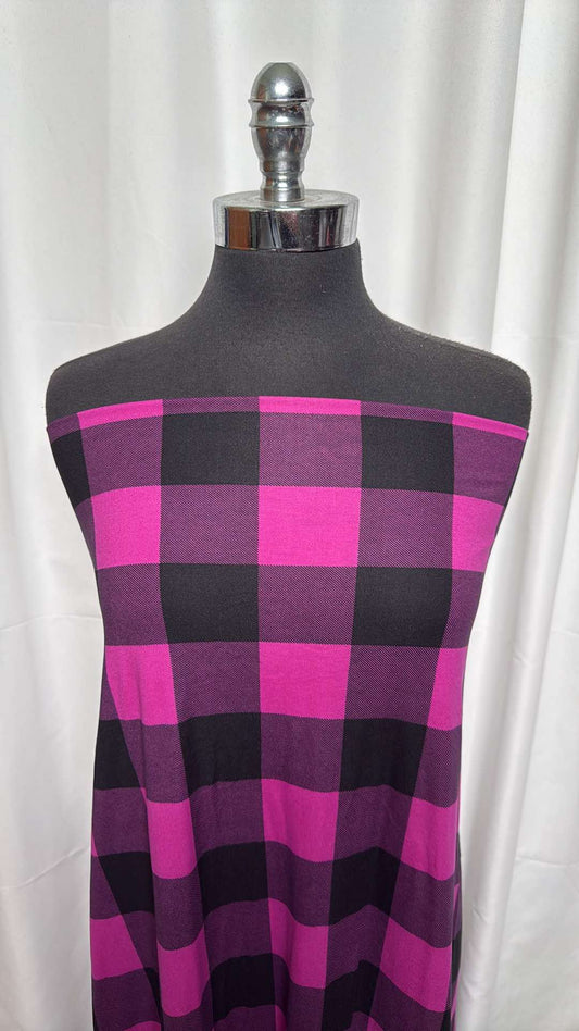 Purple/Black Buffalo Plaid - Double Brushed Poly Spandex - 2 Yard Cut