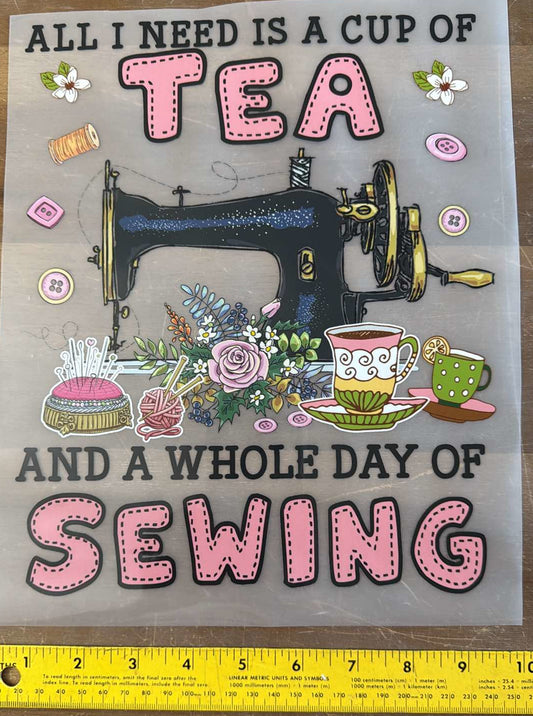 Tea and Sewing - Iron On Decal - Sold Individually