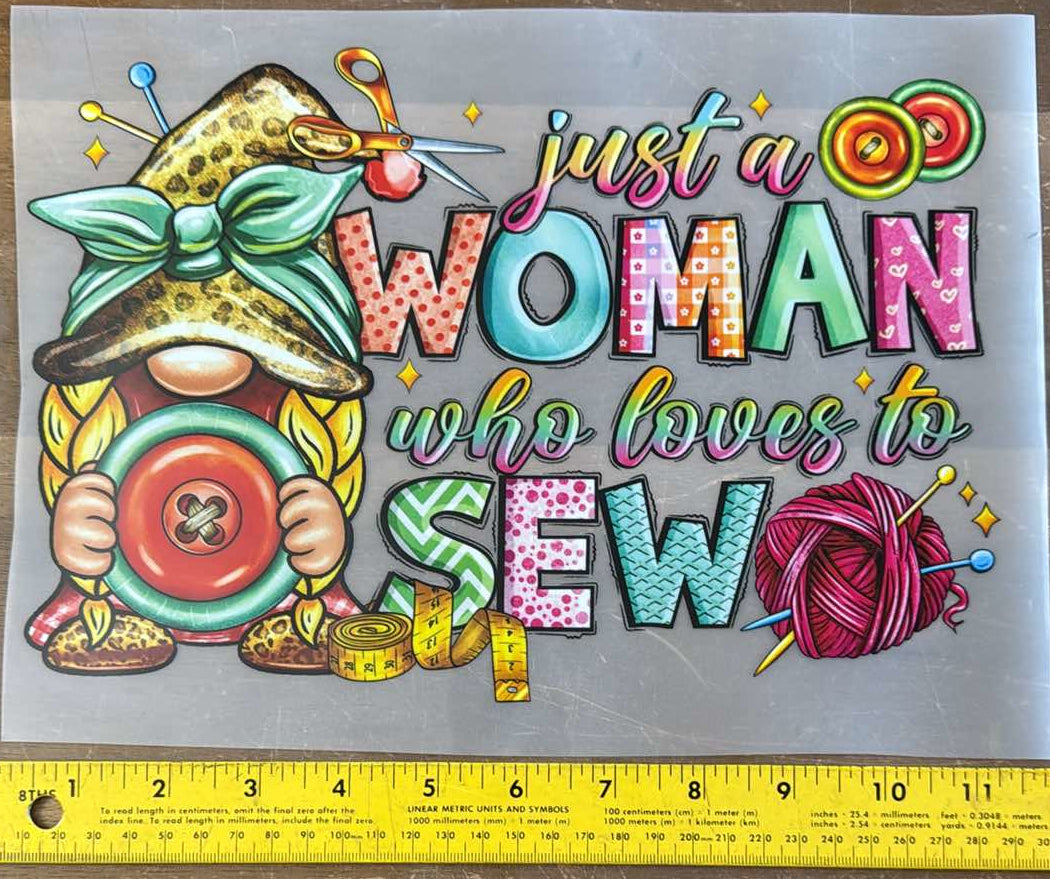 A Woman Who Loves to Sew-3 - Iron On Decal - Sold Individually