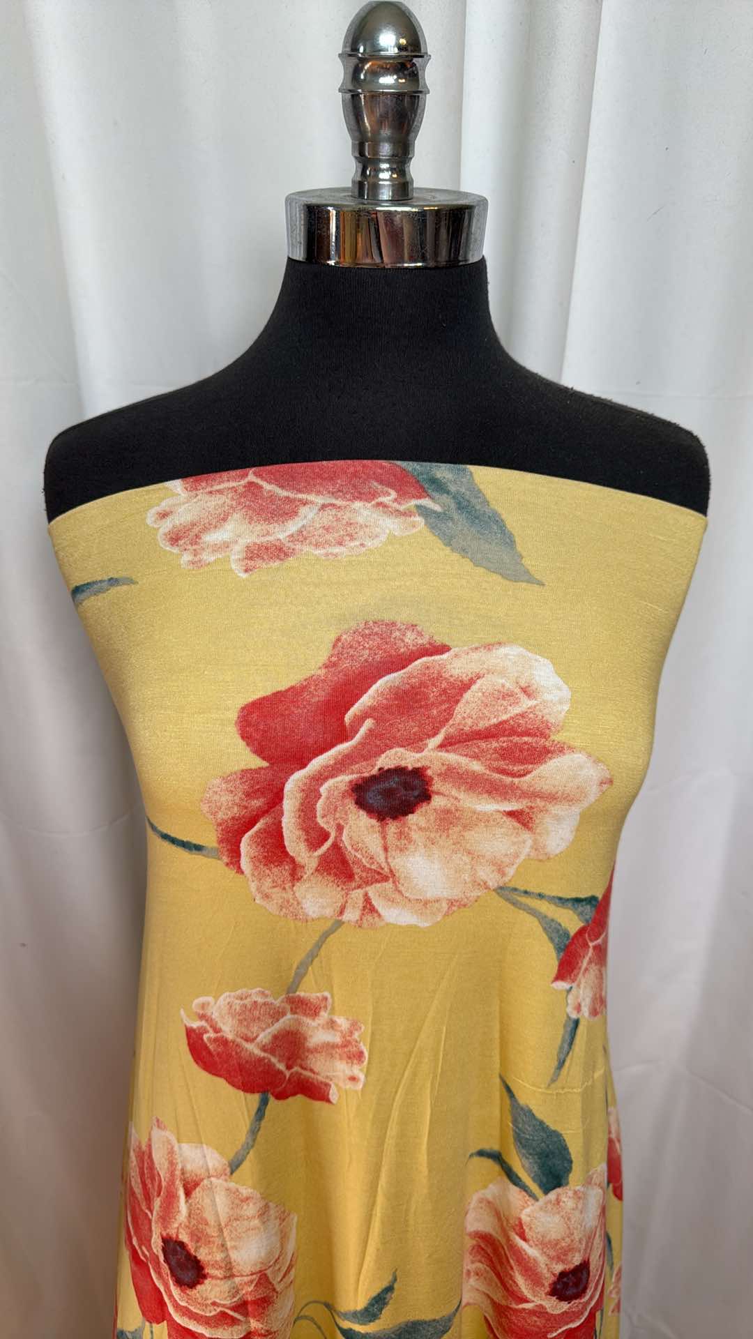 Yellow Floral - Rayon/Spandex - 2 Yard Cut